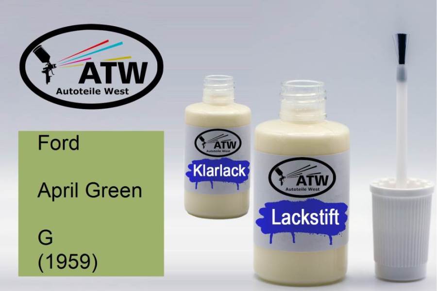 Ford, April Green, G (1959): 20ml Lackstift + 20ml Klarlack - Set, von ATW Autoteile West.